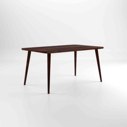 Image of WOODLAB Solid Sheesham Wood 6 Seater Dining Table Set | Wooden Six Seater Dining Table with Cushioned Cane Back Chairs Furniture for Living Room, Home, Hotel and Restaurants - Natural Finish