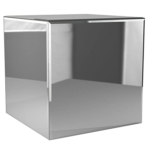 Image of Howard Elliott Collection Mirrored Finish Silver Cube Table Centerpiece, Showpeice Coffee Table, Home Decor Accessories Furniture for Bedroom, Livingroom, 16 x 16 x 16 Inch
