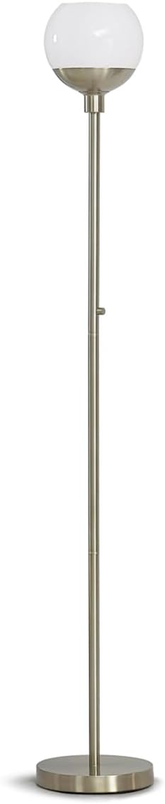 71 Metro Globe Glass LED Dimmable Torchiere Floor Lamp with Included LED Bulb BrushedNickel/WhiteGlass