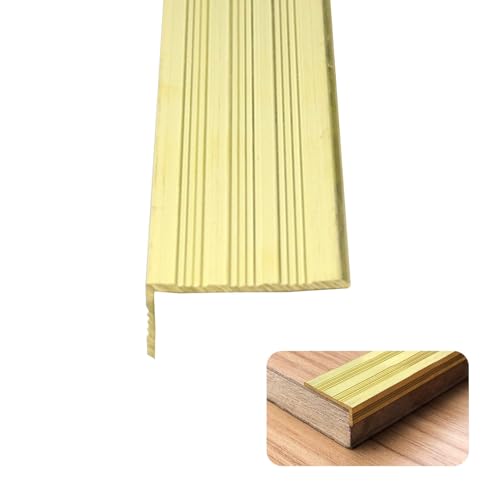 Tira de Umbral Tira de Protección para Borde de Escalera de Sección en L de Latón, Tiras de Transición de Borde de Umbral con Textura Antideslizante, Barra de Moldura para Borde de Escalera(W 2.3 cm (