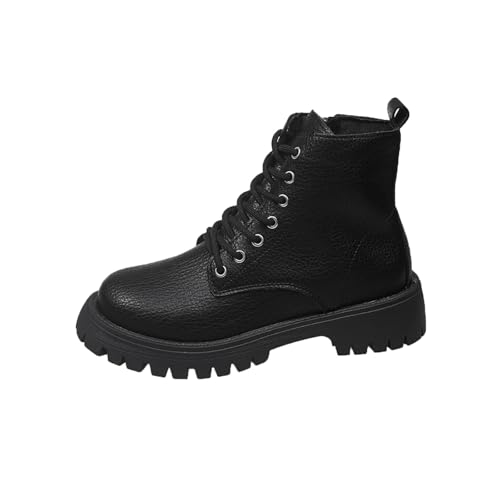 Bottes confortables en cuir pour femme à lacets talons bas contre le froid hivernal