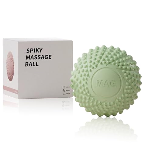 LOUCKY 6.5cm Massage Balls for Myofascial Release & Trigger Point Therapy Lacrosse Massage Balls with 3D Points & Magnetic Therapy Suitable for Back Neck Shoulders etc. (1 Pack Green)