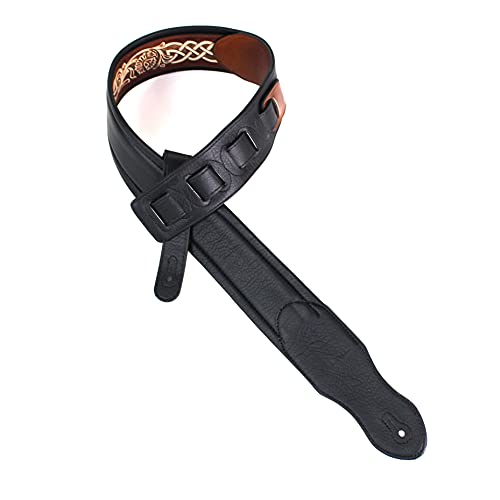 Walker & Williams KB-05-LBRN Sangle de guitare rembourrée en cuir pleine fleur avec chaîne celtique blanche vieillie - Les Beatles, Paul McCartney, John Lennon, RIngo Starr, George Harrison Walker & Williams KB-05-LBRN Sangle de guitare rembourrée en cuir pleine fleur avec chaîne celtique blanche vieillie – Image 7