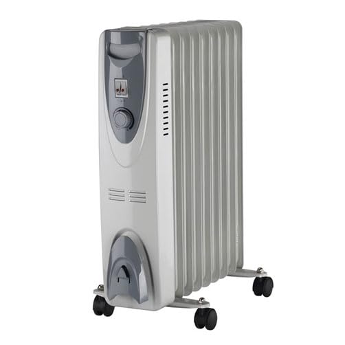 Radiador de Aceite con Termostato Ajustable - Potencias de 1000W a 2500W - Modelos de 5, 7, 9 y 11 Elementos - Calefactor Silencioso y Eficiente para Hogar y Oficina (1000 W)