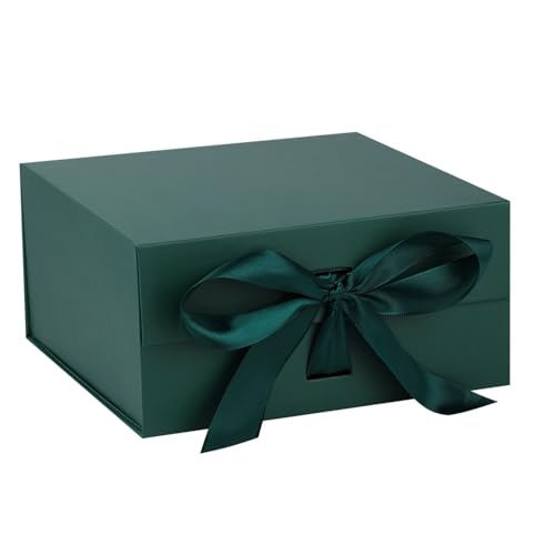 OEMVALATY Small Gift Box 6x6x3 Inches Green Gift Boxes with Lids for Presents with Magnetic Closure and Ribbon for Wedding Birthday