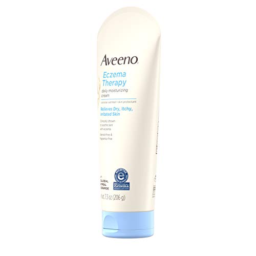 Image of Aveeno Eczema Therapy Daily Moisturizing Cream for Sensitive Skin, Soothing Lotion with Colloidal Oatmeal for Dry, Itchy, and Irritated Skin, Steroid-Free and Fragrance-Free, 7.3 oz