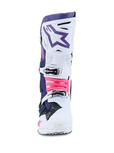 Image of Alpinestars Tech 10 Boots, High-Performance Motocross Boots, CE-Certified, 10, White /Violet /Navy blue /Pink Fluo