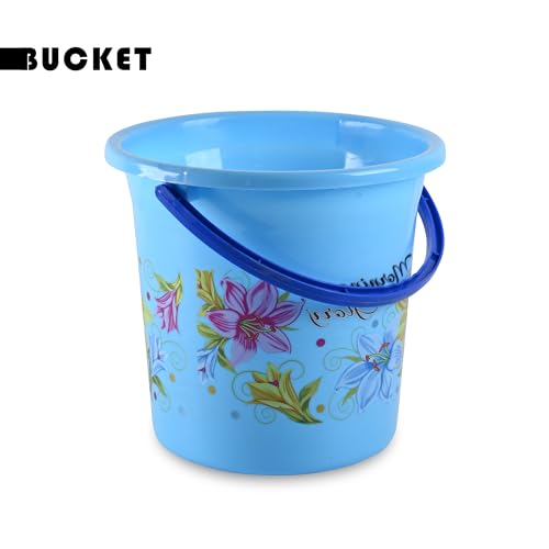 Image of Heart Home (Set of 4) Bathroom Bucket & Mug Set | Bath Combo Set for Hotels, Laundry, Dorms (Each 1 Pieces) Bucket-18 L & Mug-500 ml Bathing Set | Bathroom Accessories Set | Blue & Pink