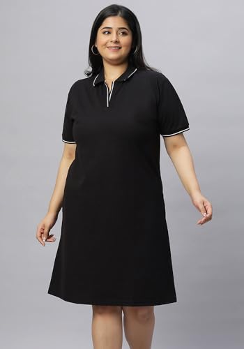 Image of Wear Your Opinion Women's Plus Size Soft PQ Polo Collar Neck Tipped Tshirt Dress