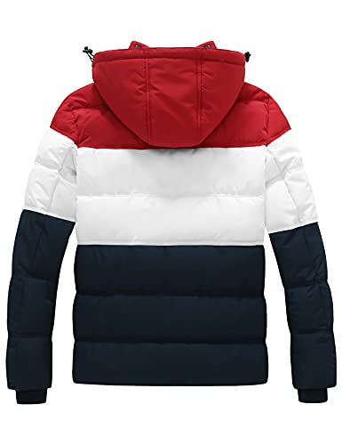 Image of Wantdo Men's Hooded Winter Coat Warm Puffer Jacket Thicken Cotton Coat with Removable Hood | Waterproof 10000mm,Removable hood,Windproof,Outside work,Gift for son /teen boy,Machine wash,Quilted