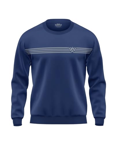 Image of WarriorWorld Men's Cotton Sweatshirt | Minimalist Stripe Logo Print | Crewneck Pullover | Tech-Inspired Winter Wear | Soft & Stylish