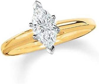 IGI Certified 1/2 Carat Marquise Cut/Shape 14K White Gold Solitaire Diamond Engagement Ring 4 Prong (I-J Color, VS1-VS2 Clarity Center Stones Center Stones)
