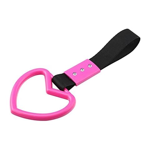 PULUN Nylon Strap Car Tow Ring Handle Hand Strap Charm Heart JDM Rear Bumper Warning Ring Subway Train Bus Handle Strap Charm Drift Toy Car Styling Accessories Cover