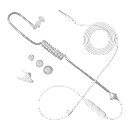 Auriculares intraurales de baja radiación, auriculares intraurales unilaterales con micrófono, jack de 3,5 mm, auricular con cable en espiral de tubo de vacío, antiradiación para smartphone, tableta