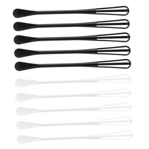 Hoement Batidor de Huevos Manual 10 Piezas (5 Negro 5 Color Claro) Cuchara Multiusos de Plástico para Cocina, Repostería y Mezclar Ingredientes, Herramienta Práctica para Hornear