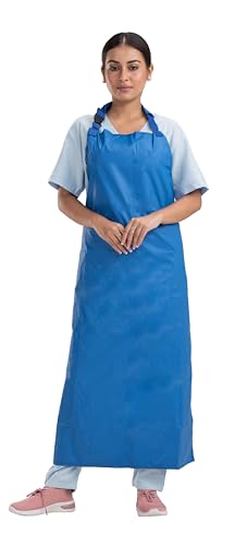 Image of Reusable Waterproof Front Apron -, Size 45 inchx23 inch | Poly Rubber Coated Fabric | Tie-Type with Adjustable Neck Buckle