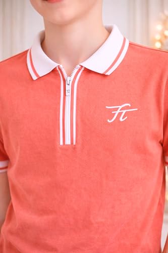 Image of TotzTouch Boys Premium Polo Collar Tshirt Combo with Zipper Closure Color White & Black Age 6 Years to 15 Years