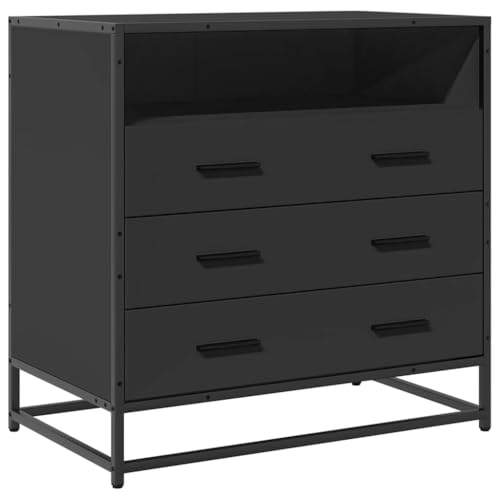 Teenpull Commode Noir 70x41x70 cm Bois d'ingénierie avec 3 tiroirs, Meuble Rangement pour Chambre Salon Bureau, Armoire chiffonnier semainier Pratique et...