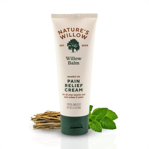 Nature's Willow Willow Balm Natural Pain Relief Cream for Muscles & Joints | Willow Bark & Menthol | Free from Artificial Fragrances & Dyes | 1-Pack | 3.5 fl oz