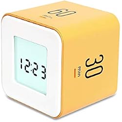 mooas Multi Cube Timer Clock (Yellow), Rotating Flip Gravity Sensor Time Management Digital LED Clock & Timer 3,10,30,60 min Setting ADHD Desk Office Productivity Kids Workout Kitchen