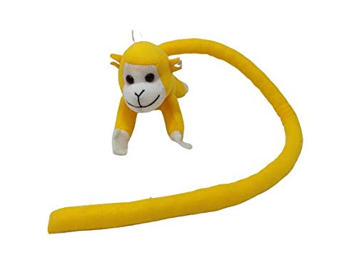 FUN ZOO Soft Plush Stuffed Animal Dog,Cat,Camel,Panda,Tiger,Gorilla,Mermaid,Elephant,Monkey,Giraffe Kangaroo,Dolls Toy for Kids Boys Girls (18 CM, Long Tail Monkey(Yellow))