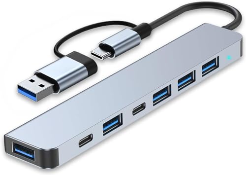 Image of Tobo USB C Hub 7 in 1 Multiport USB Adapter with 1x USB 3.0, 4X USB 2.0 Ports, 1x USB C and 1x 60W PD Charging Port for MacBook Pro /Air, iMac, Surface Pro, More