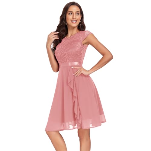 Robe en mousseline de soie vintage à manches courtes pour invitée de mariage