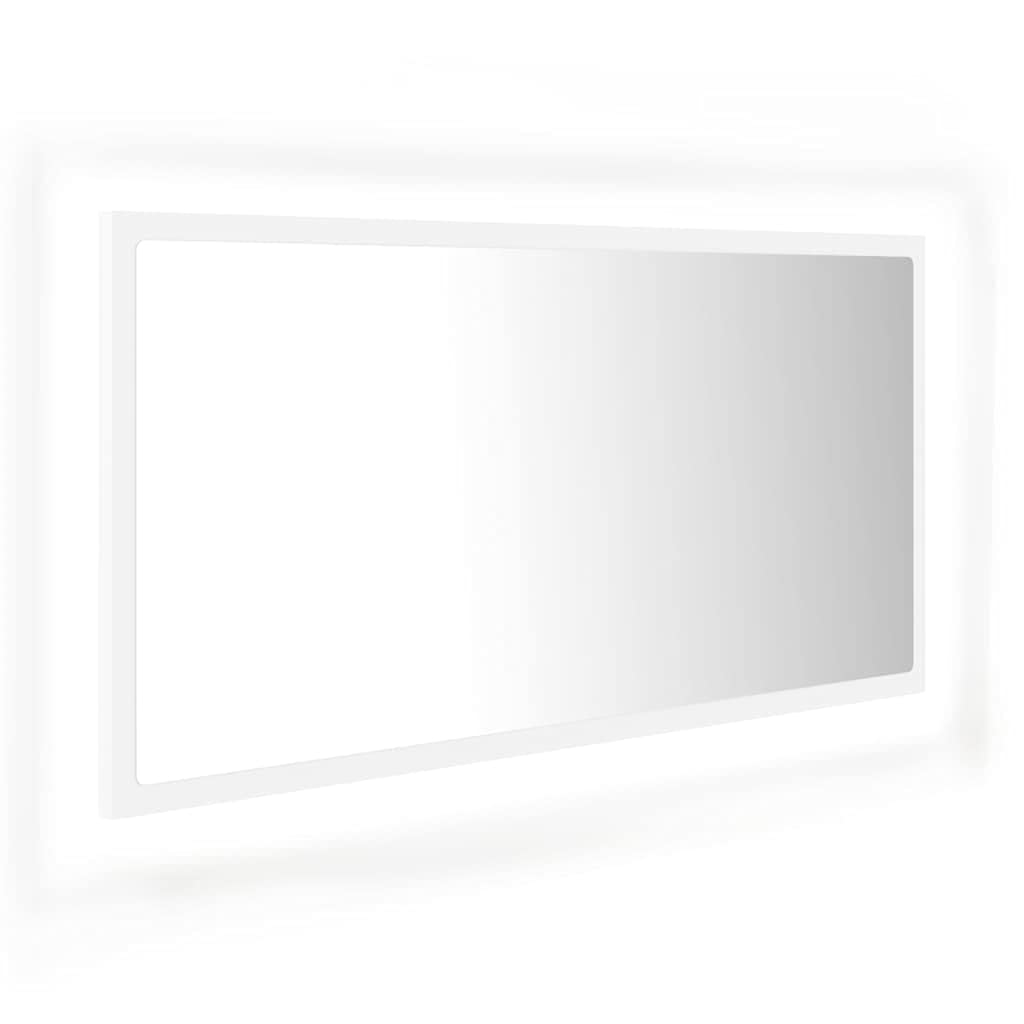 Lustro łazienkowe LED białe 90 x 8,5 x 37 cm Akrylowe szafki i szafki toaletkowe łazienkowe