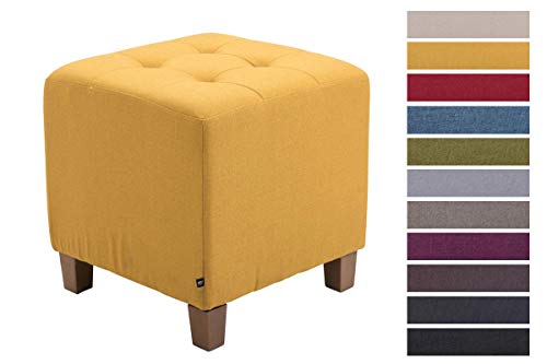 CLP Taburete Bajo Pharao Tapizado En Tela I Puff con Altura De Asiento 46cm I Taburete Reposapiés Acolchado I Taburete Bajo De Salón I Color: Amarillo
