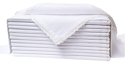 Riangi White Napkins Cloth Washable Set Of 12 With Lace Napkins Cloth Easter Napkins Cloth Napkins Bulk Table Napkins Cloth White Cloth - 18 X 18 Inches White Lace Napkins White Cotton Napkins #TOP2