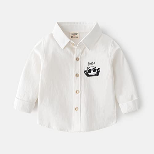 Toddler Boys Girls Long Sleeve Collared Shirts Kids Cute Cartoon Button Down Shirts Jacket Kids Fall Basic Solid Casual Tops2