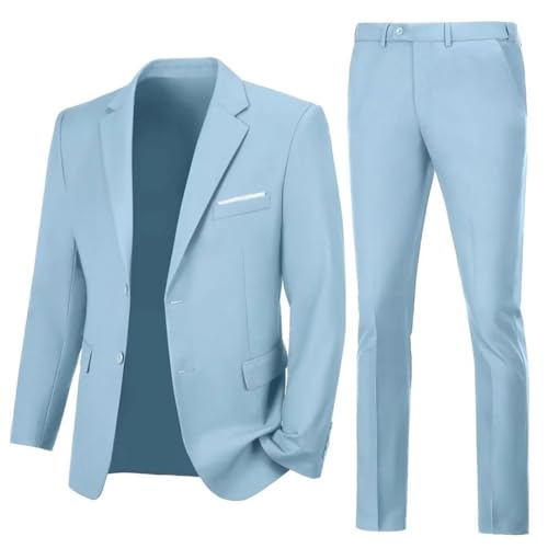 Men's Slim Fit 2 Piece One Button Blazer Jacket Wedding Prom Tuxedo Pants Suits3