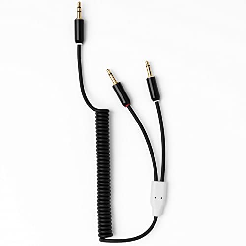 Cable de audio MyVolts mini Jack a 2 mini Jack 3.5mm rizado miniatura 1