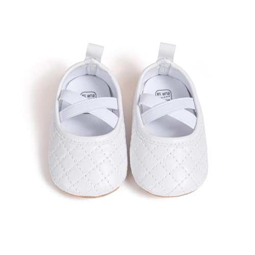 Image of CENCIRILY Infant Baby Girls Mary Jane Flats Non Slip Soft Sole Prewalker Princess Wedding Dress Shoes