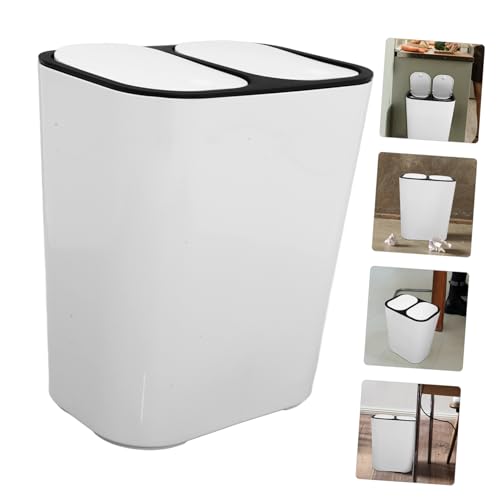 Caneca de basura reciclaje con doble compartimento blanca miniatura 5
