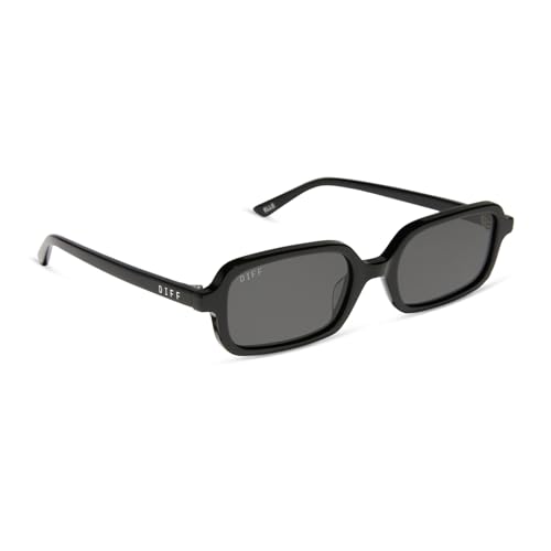 DIFF Aspyn Ovard Elle Oval Sunglasses for Women UV400 Protection, Black + Grey
