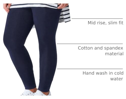 Image of ToBeInStyle Women's Skinny Fit Cotton Full Length Leggings Tights - Regular and Plus Sizes