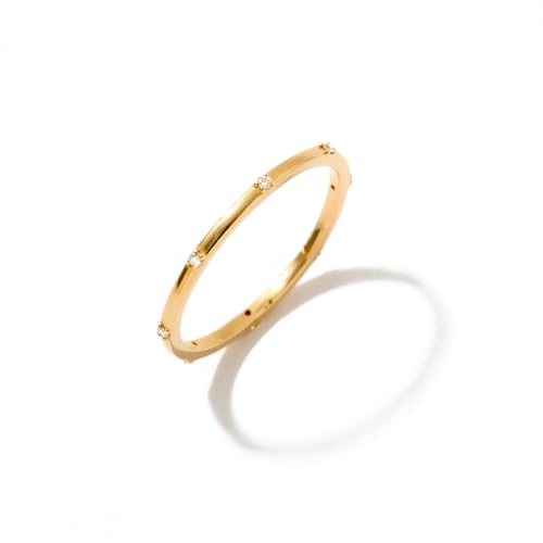 Gelin Diamond Bezel-Set Wedding Ring for Women | Diamond 8-Stone Rings for Women | 14k Gold Stacking Rings for Women