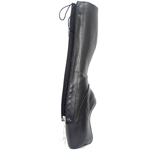 Knee High Boots, Women Hoof Wedge Heels Sexy Boots Lockable Zipper Knee-high Ballet Boots (9)