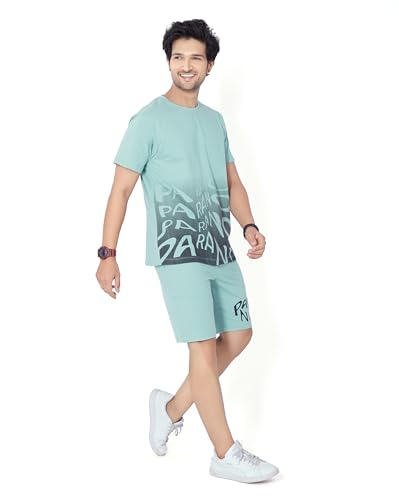 Image of WEET Cotton T-Shirt and Shorts Set for Men,Night Wear for Men,Men's Pyjama Set MCS112