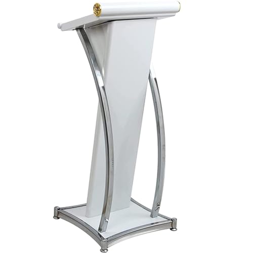 White Mobile Church Pulpit - Estante superior inclinado para aula y sala de conferencias, ideal para presentaciones, eventos y uso en campus de empresa