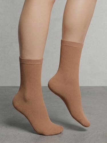 Image of COTTON DAY Women's Soft Combed Cotton Socks Seamless Toe Black White Navy