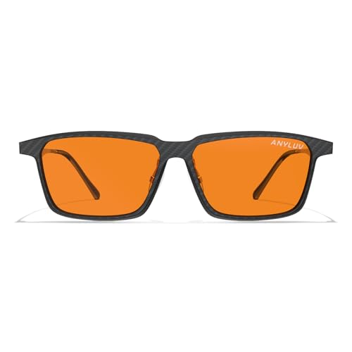 Image of Blue Light Glasses Men, Stylish Square Carbon Fiber Eyewear, Anti Eyestrain, Lightweight Mens Computer Gaming Glasses