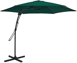 VONLUCE Offset Patio Umbrella, 10ft Cantilever Garden Parasol, 3m Large Hanging Umbrella with Easy Lever 360 Deg Rotation Steel Frame for Outdoor Shaded Picnics Bistro Sets Beach, Green(without Base)