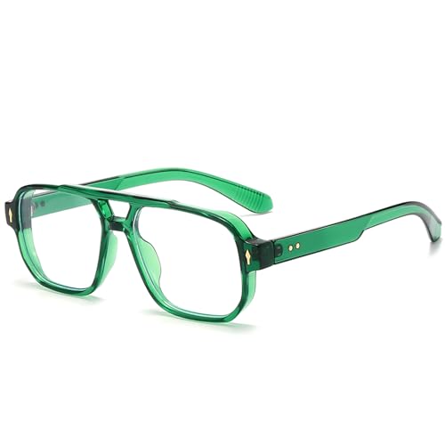 PORADAY Blue Light Blocking Glasses for Women Men 70s Retro Square Aviator Eyeglasses Rectangle Computer Eyewear