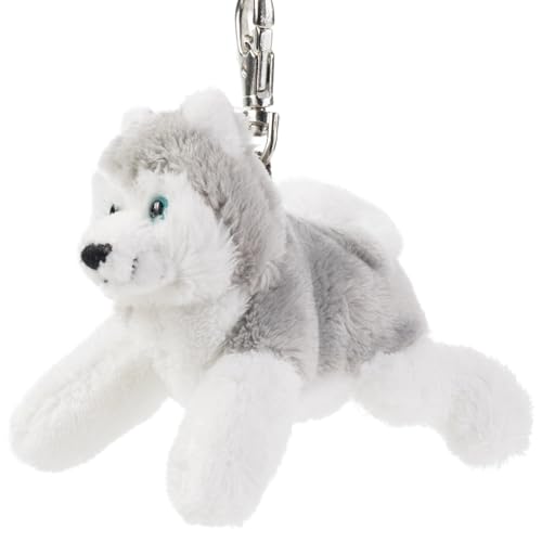 Plüsch-Anhänger Schlittenhund „Husky“ – Schaffer 0130 - ca. 10 cm - Niedlicher Schlüsselanhänger & Taschenanhänger mit Karabiner - Weich & hochwertig - Geschenkidee für Kinder & Erwachsene - grau-weiß