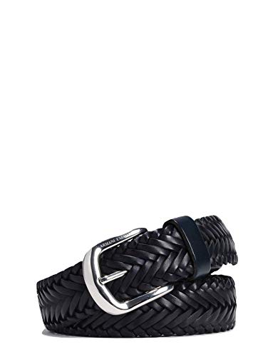 Armani Exchange Men's Braided Leather Belt, Navy, S