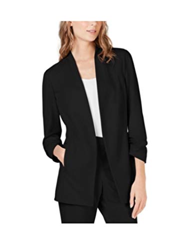 Alfani Ruched-Sleeve Blazer, Black L