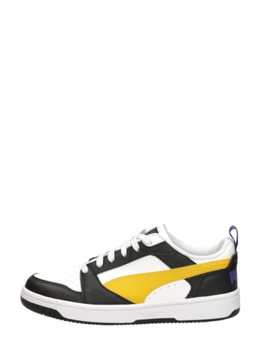 Puma Puma Rebound V6 LO JR, Unisex Sneaker, Puma Black-Yellow Sizzle-Puma White,