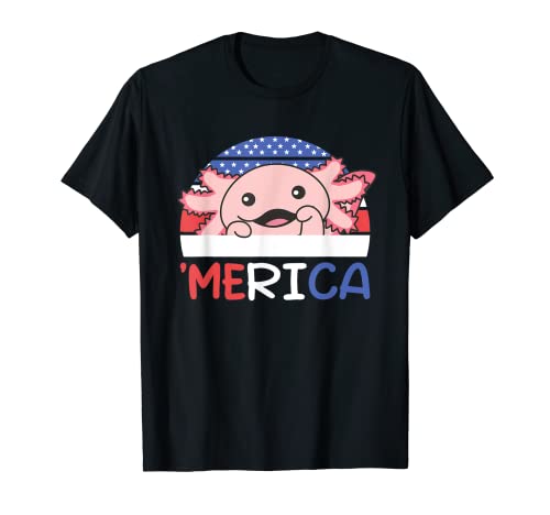 4 de julio American Axolotl 'Merica Cute USA Axolotl Camiseta
